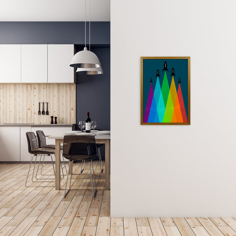 Rainbow and Navy Rocket B A2 Print Only
