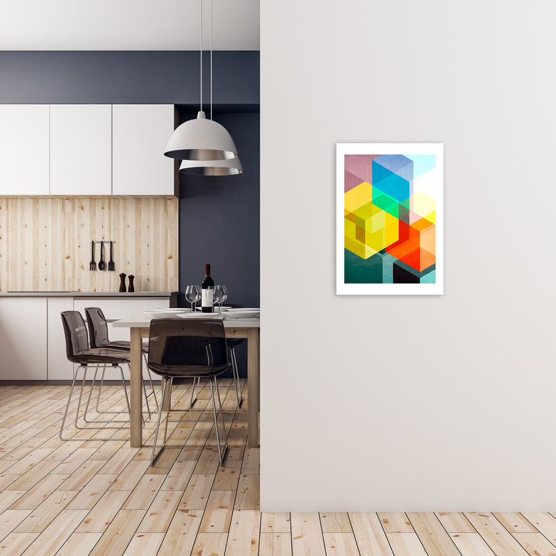 Bright Colourful Abstract Print A A2 Black Frame