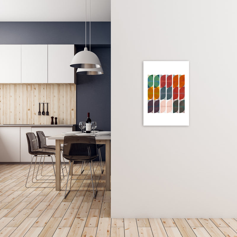 Mid Century Colourful Abstract Art Print A A2 Black Frame