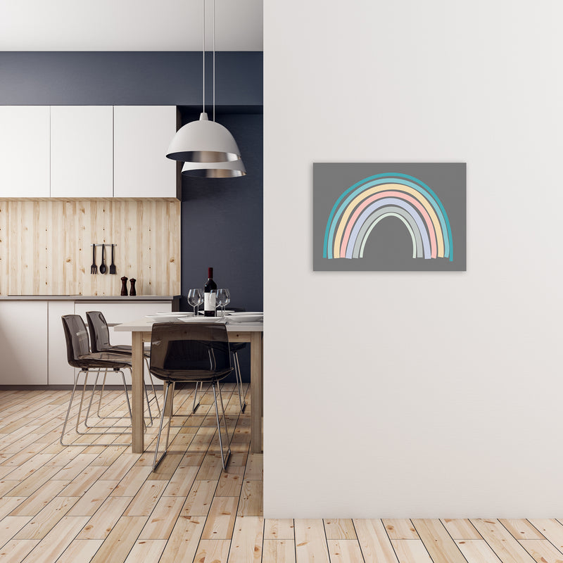 Multicolour Rainbow on Grey Original A2 Black Frame