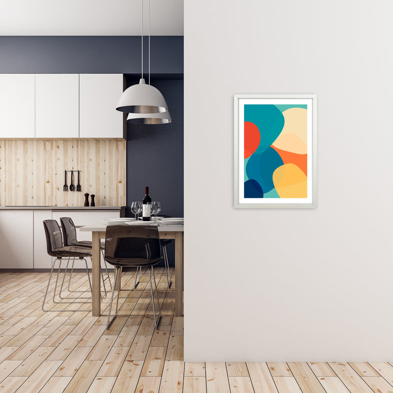 Abstract Multicolour Design Original A2 Oak Frame