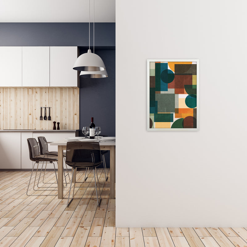 Colorful Abstract Modern Wall Art A2 Oak Frame