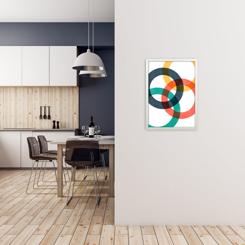Multicolor Geometric Circles Wall Art A2 Oak Frame