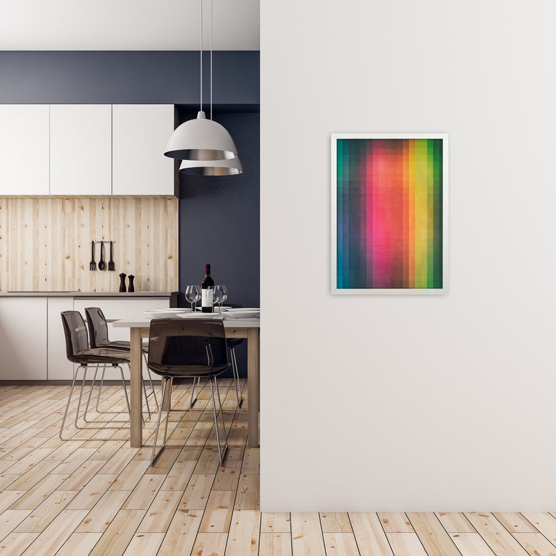Rainbow Pixel Art Original A2 Oak Frame