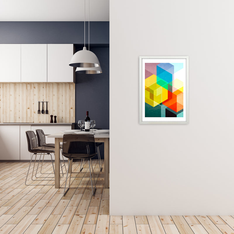 Bright Colourful Abstract Print A A2 Oak Frame