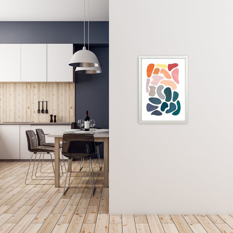Colourful Abstract Shapes Print B A2 Oak Frame