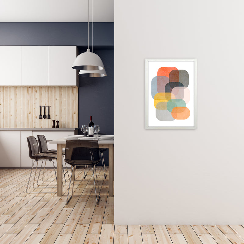 Colourful Abstract Shapes Wall Art A A2 Oak Frame