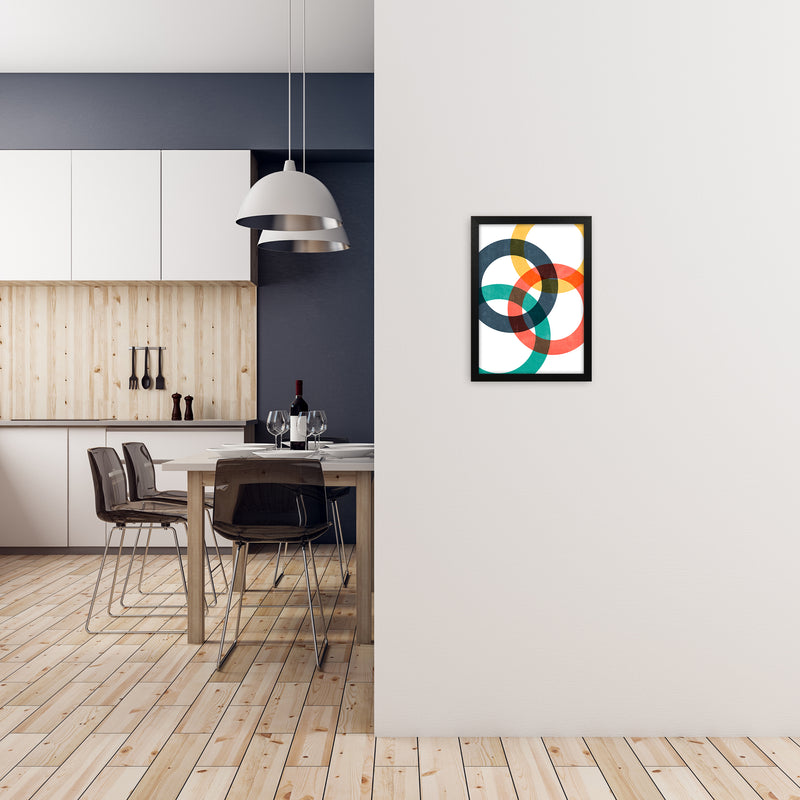 Multicolor Geometric Circles Wall Art A3 White Frame