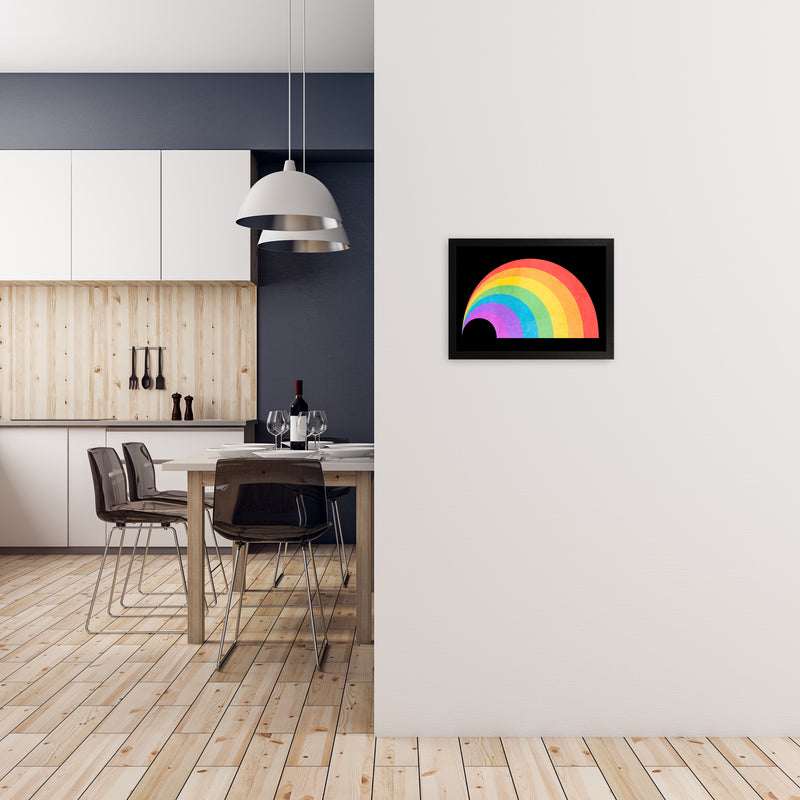Rainbow and Black Horizontal Wall A3 White Frame