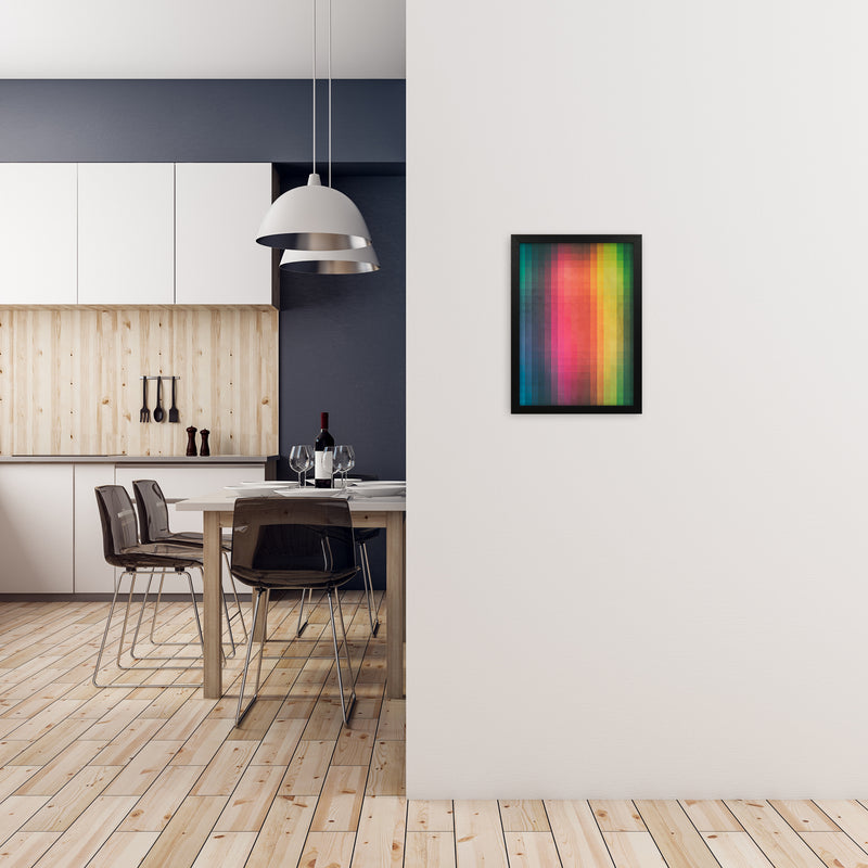Rainbow Pixel Art Original A3 White Frame