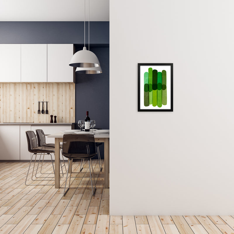 Green Abstract Wall Art Prints A3 White Frame
