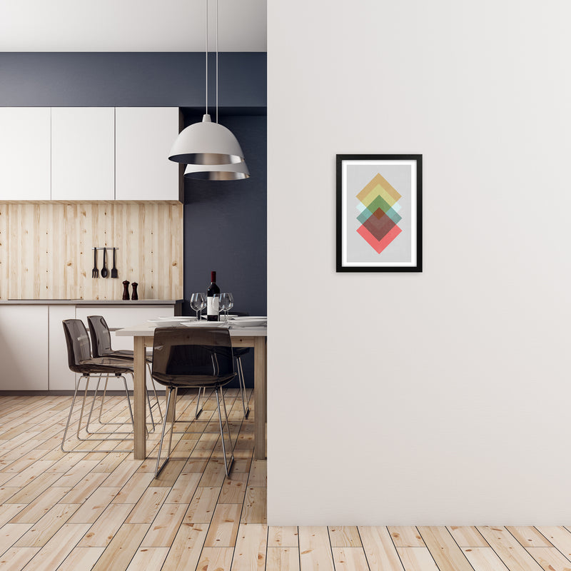 Mid Century Shapes in Scandi Colours B A3 White Frame