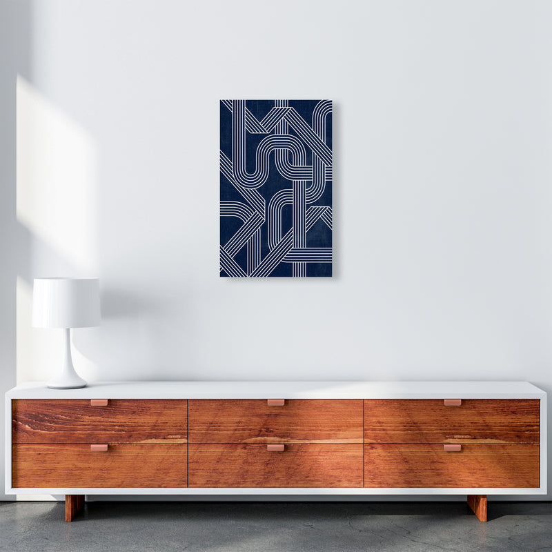 Blue Abstract Lines Wall Art A3 Canvas