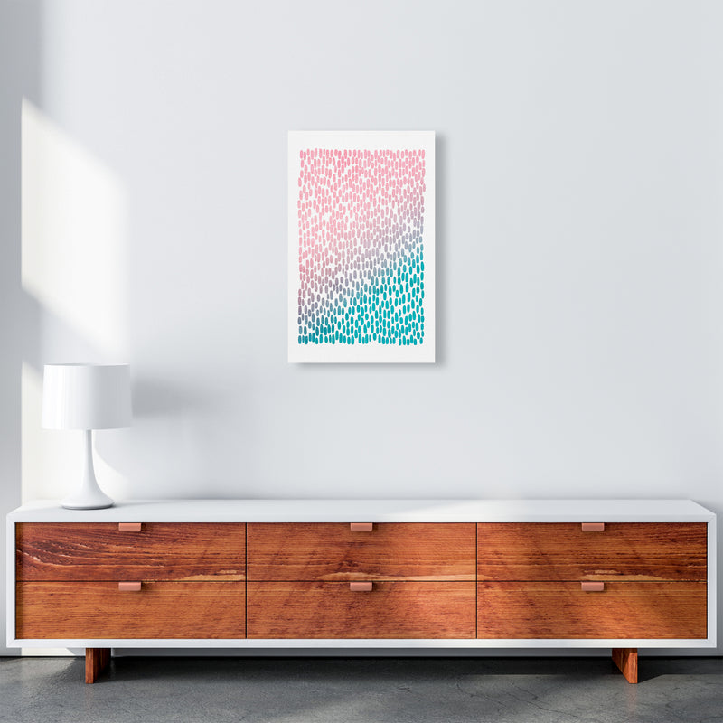 Pink and Blue Abstract Dots A3 Canvas