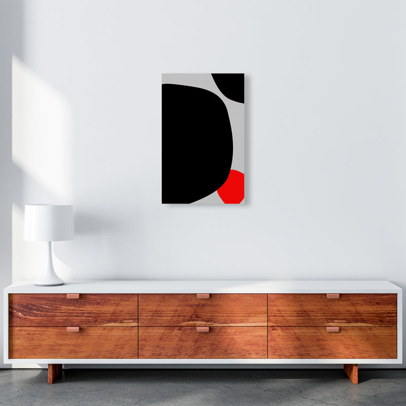 Abstract Black Shapes with Red Original A Art Print by Print Punk Studio A3 Canvas