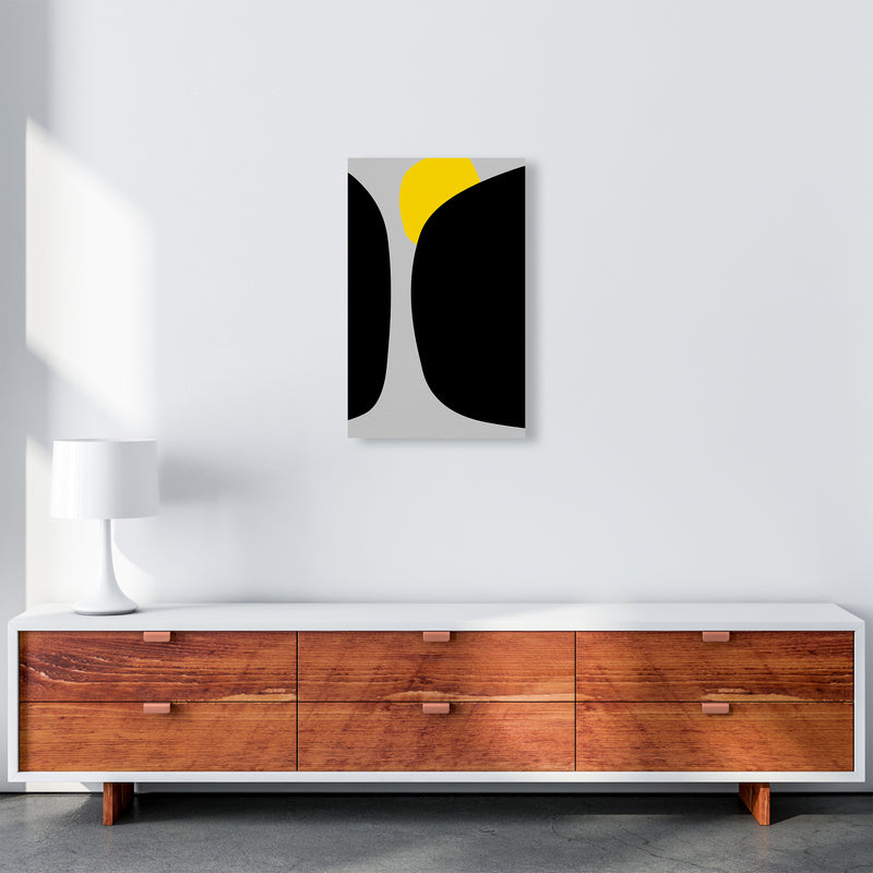 Abstract Black Shapes with Yellow Original B Art Print by Print Punk Studio A3 Canvas