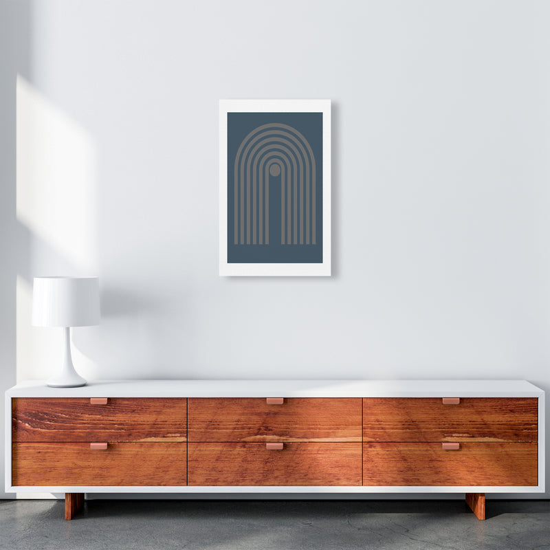 Mid Century Grey and Blue Wall Art Prints A A3 Canvas