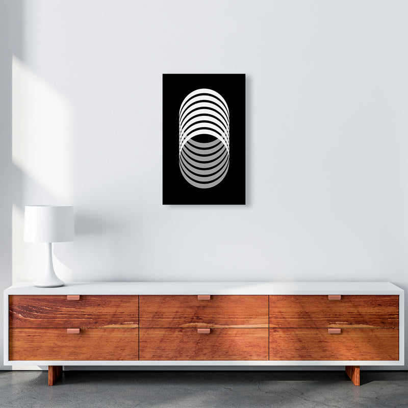 Abstract Modern Back and White Circles Original A3 Canvas