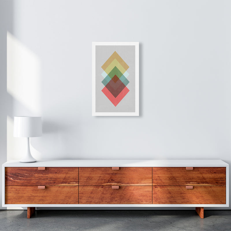 Mid Century Shapes in Scandi Colours B A3 Canvas