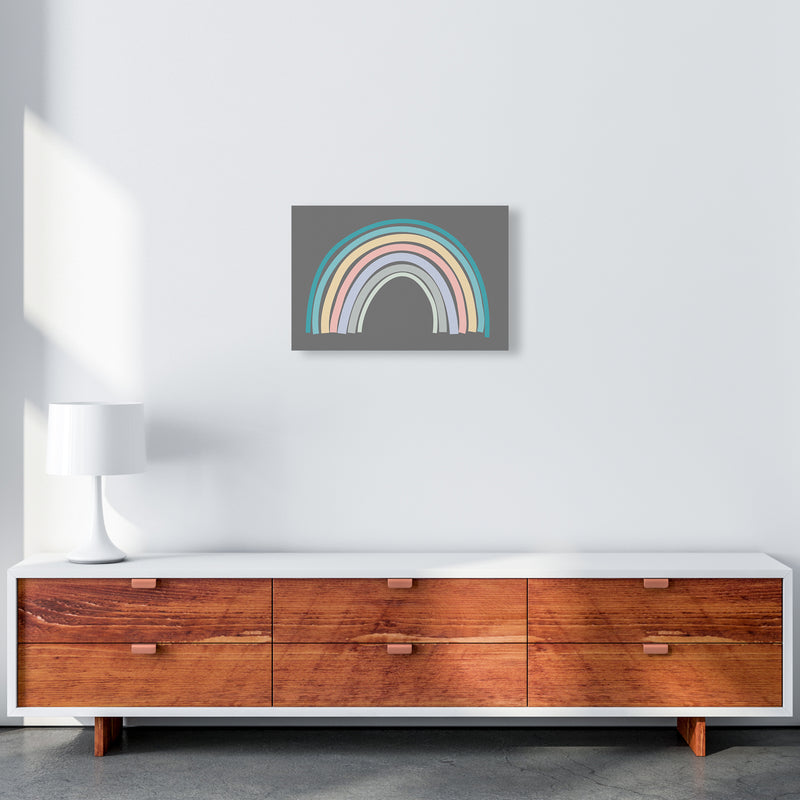 Multicolour Rainbow on Grey Original A3 Canvas