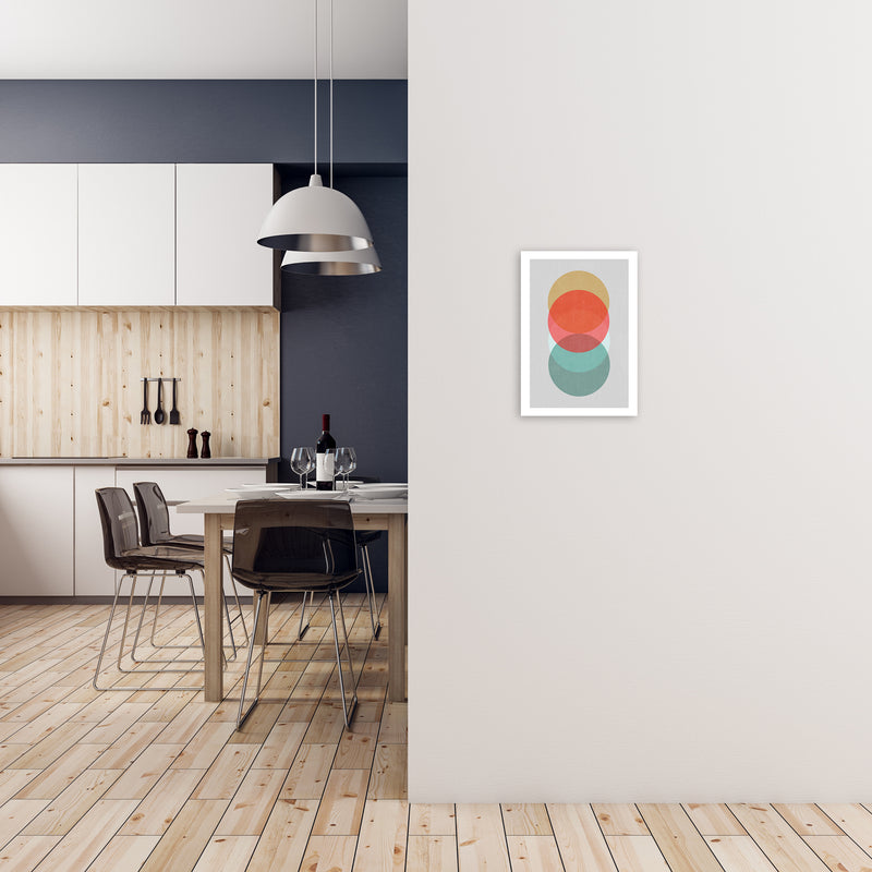 Mid Century Circles in Scandi Colours A A3 Black Frame