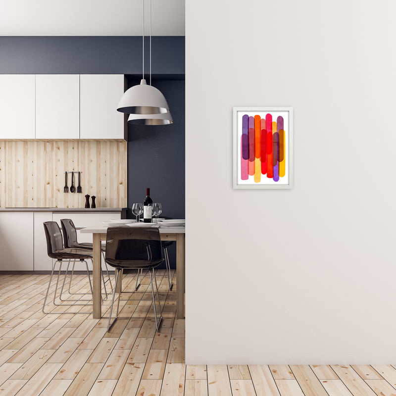 Colorful Abstract Wall Art Print A3 Oak Frame