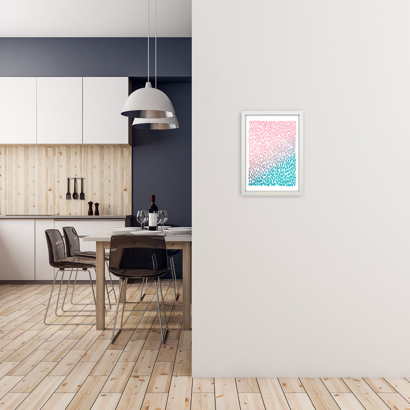 Pink and Blue Abstract Dots A3 Oak Frame