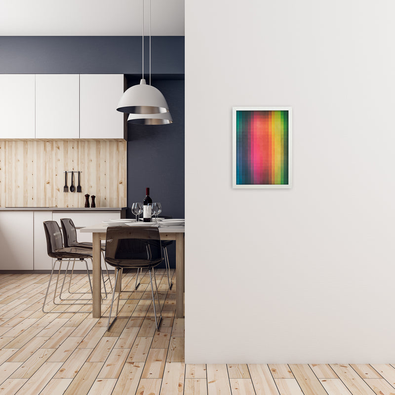 Rainbow Pixel Art Original A3 Oak Frame
