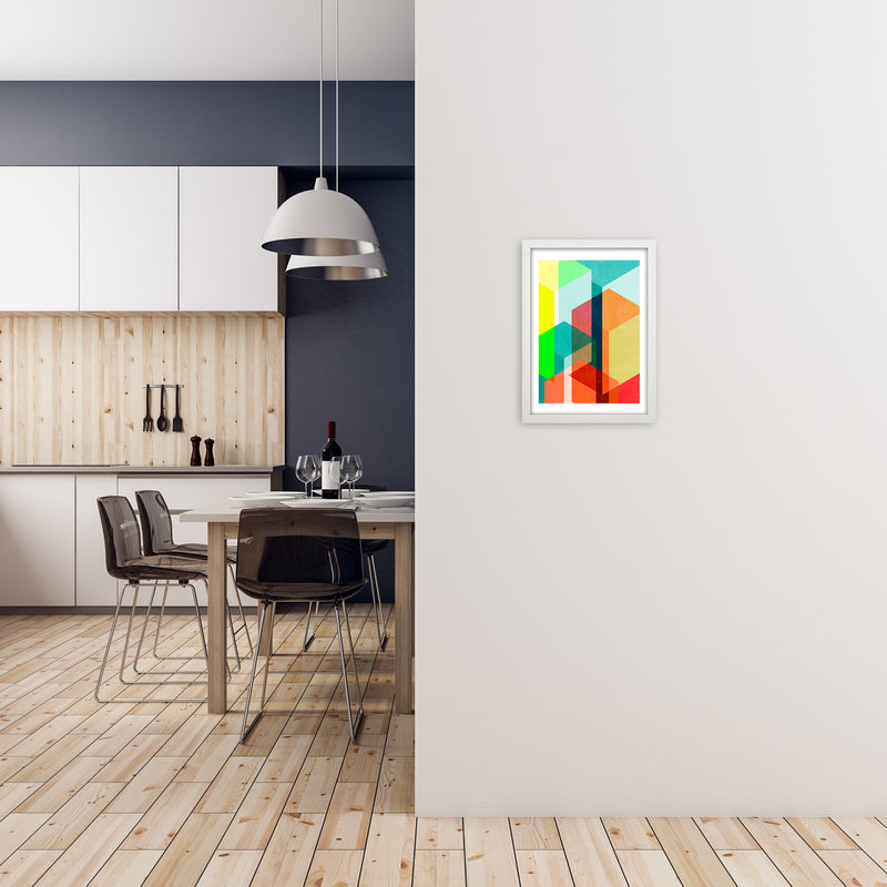 Bright Colourful Abstract Print B A3 Oak Frame