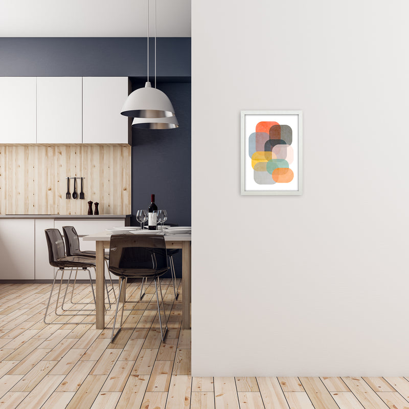 Colourful Abstract Shapes Wall Art A A3 Oak Frame