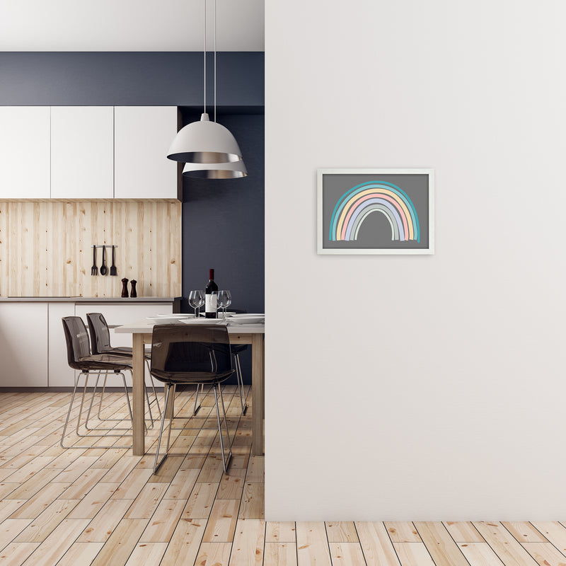 Multicolour Rainbow on Grey Original A3 Oak Frame