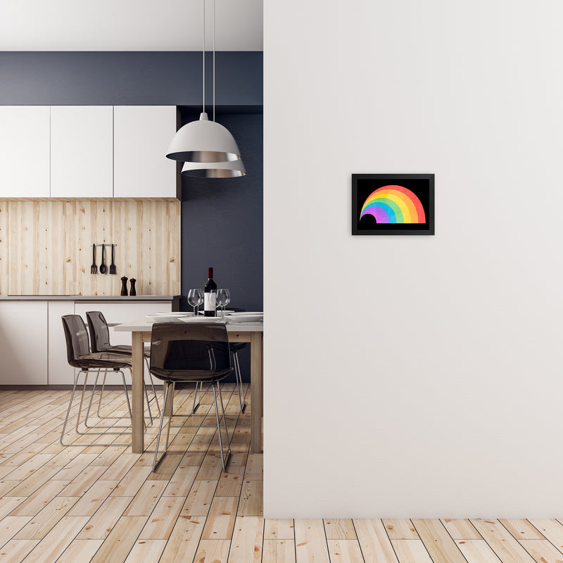 Rainbow and Black Horizontal Wall A4 White Frame