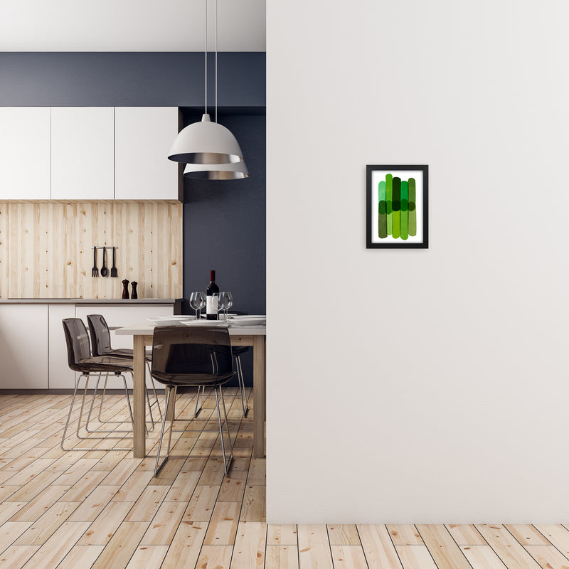 Green Abstract Wall Art Prints A4 White Frame