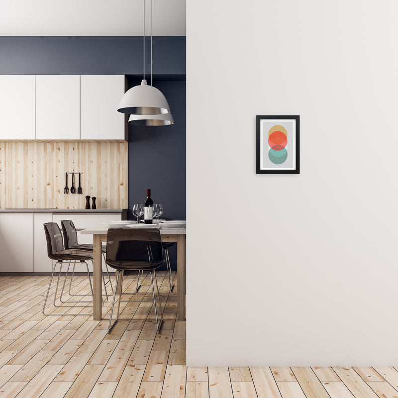Mid Century Shapes in Scandi Colours A A4 White Frame