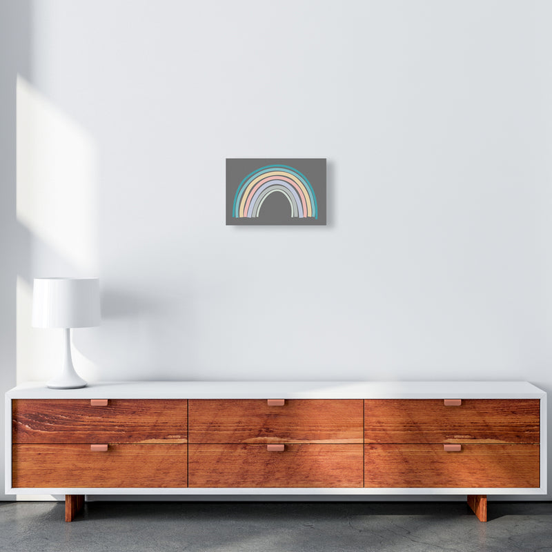 Multicolour Rainbow on Grey Original A4 Canvas