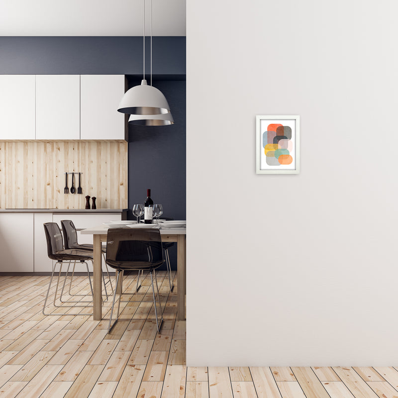 Colourful Abstract Shapes Wall Art A A4 Oak Frame