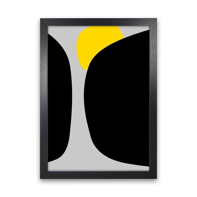 Abstract Black Shapes with Yellow Original B Art Print by Print Punk Studio Black Grain