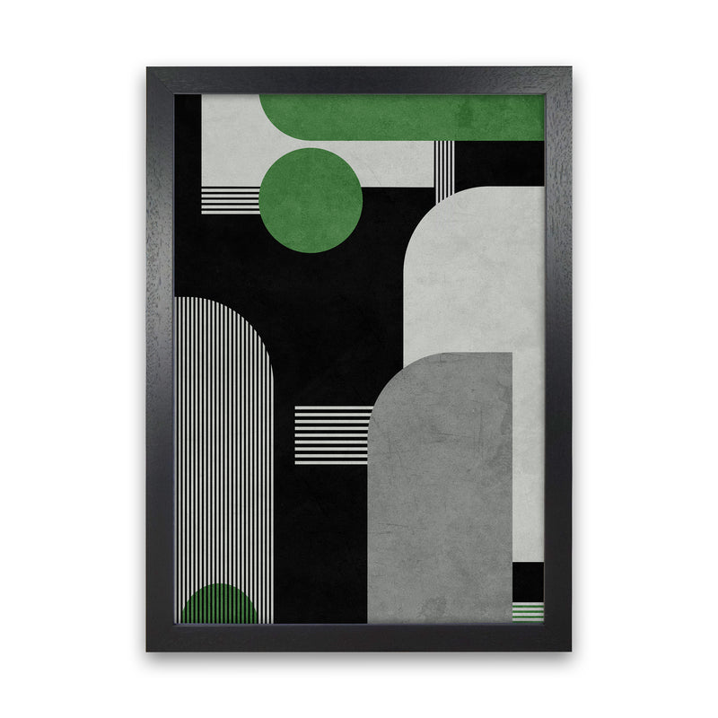 Mid Century Green Black Block Prints Set of 2 A Black Grain