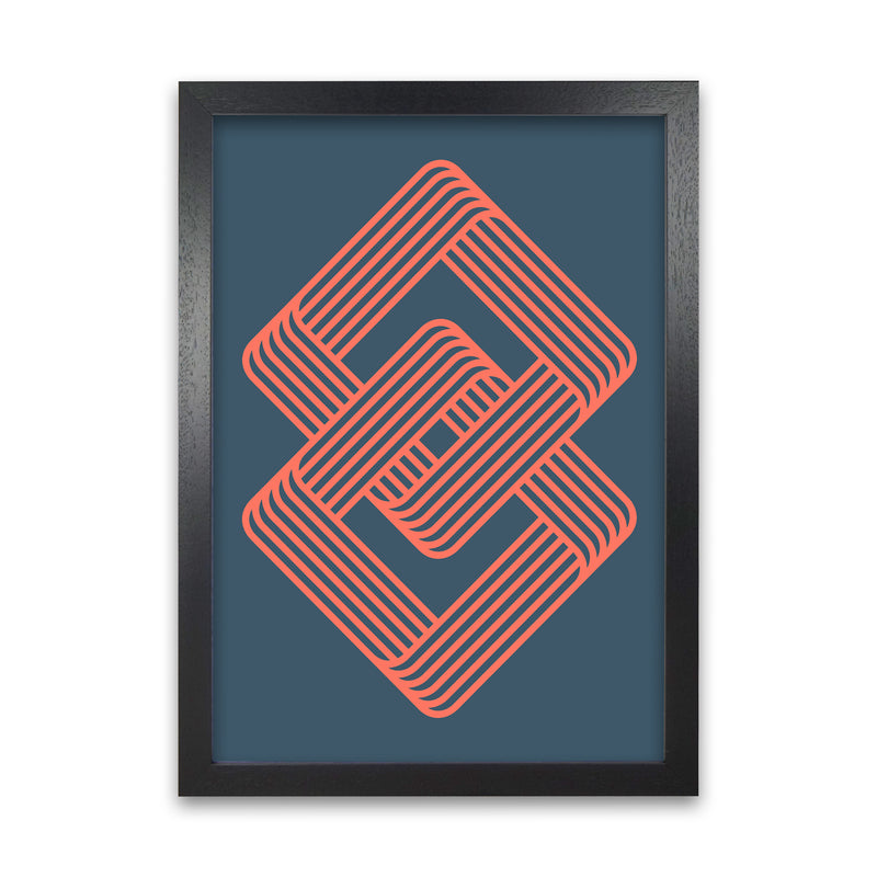 Blue and Red Geometric Wall Art Print A Black Grain