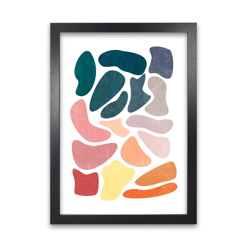 Colourful Abstract Shapes Print A Black Grain