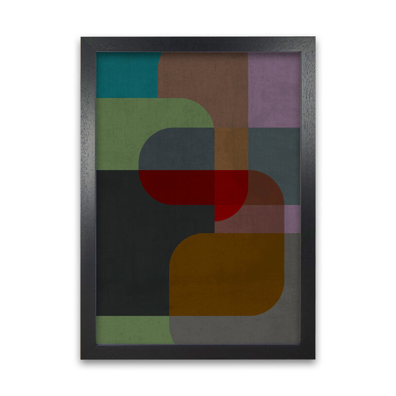 Dark Colourful Abstract Print B Black Grain