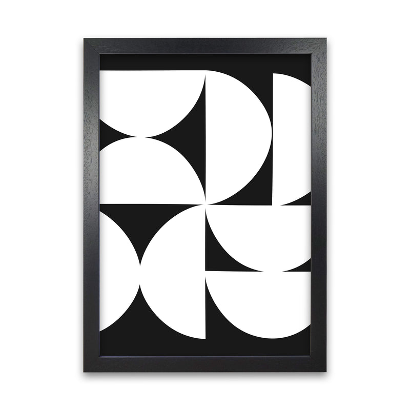 Abstract Black and White Half Circles Original Art Print by Print Punk Studio Black Grain