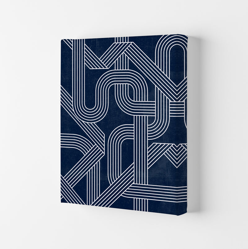 Blue Abstract Lines Wall Art Canvas