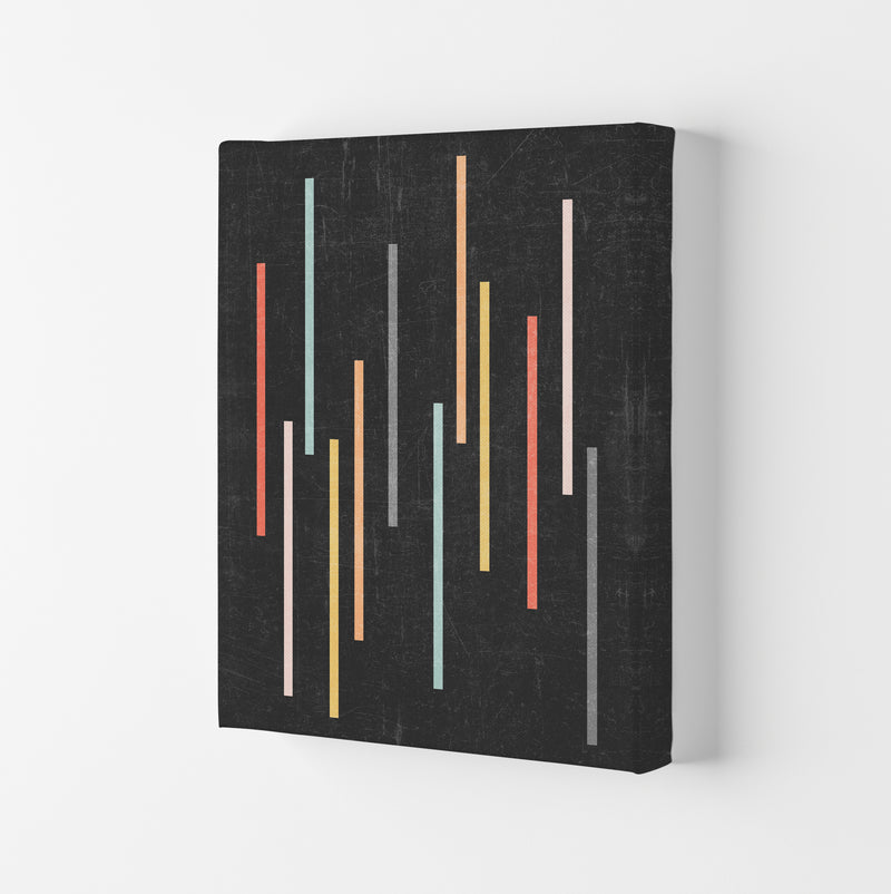 Colorful Lines on Black Grunge Canvas