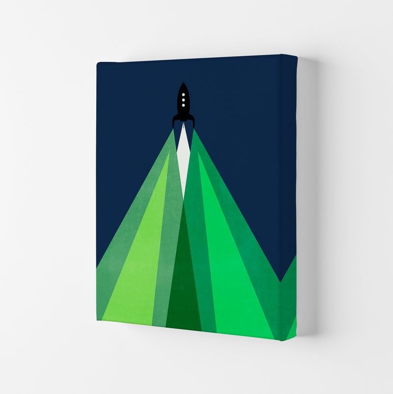 Green and Blue Kids Rocket Canvas