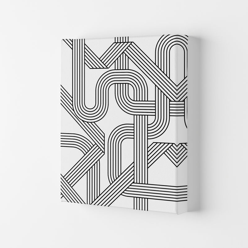 Black and White Abstract Lines Canvas