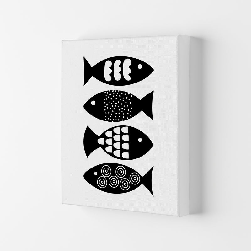 Black and White Scandi Fish Canvas