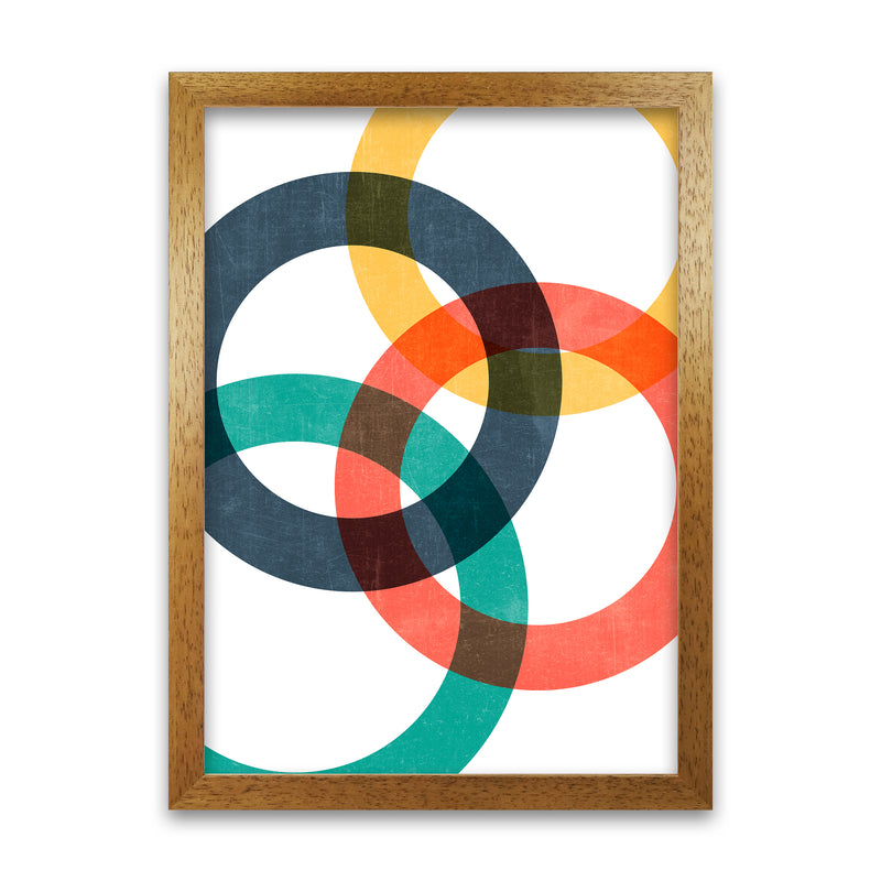 Multicolor Geometric Circles Wall Art Oak Grain