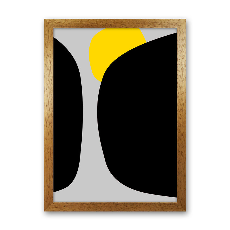 Abstract Black Shapes with Yellow Original B Art Print by Print Punk Studio Oak Grain