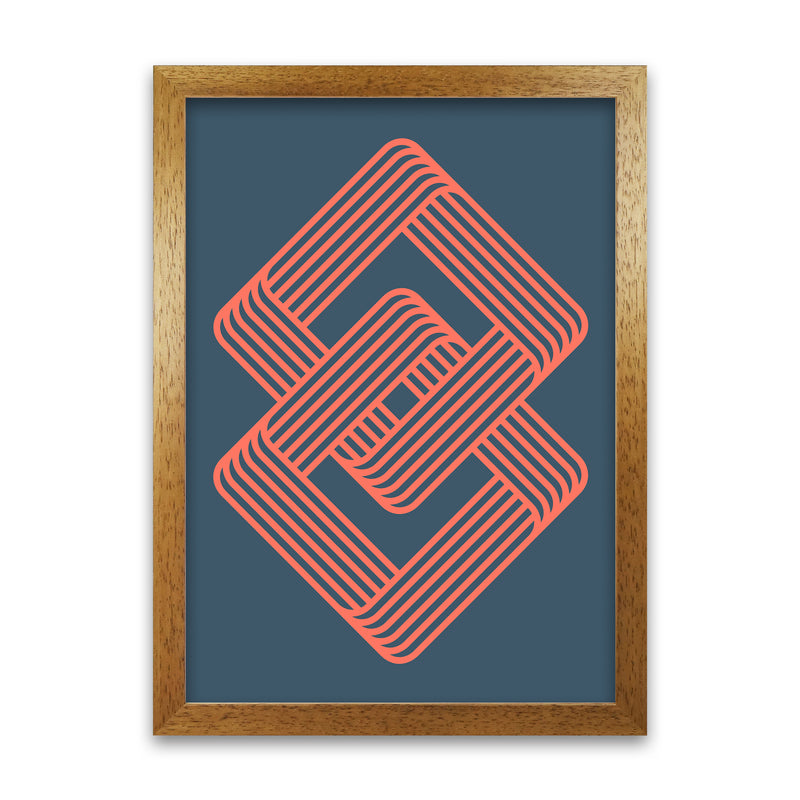 Blue and Red Geometric Wall Art Print A Oak Grain